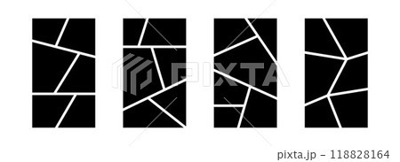 Image collage layout template set. Black mosaic mood board grid collection. 6 picture composition arrangement. Photo album or memory wall idea for banner, poster, mockup, flyer, brochure. Vector Image collage layout template set. Black mosaic mood board grid collection. 6 picture composition arrangement. Photo album or memory wall idea for banner, poster, mockup, flyer, brochure. Vector 118828164