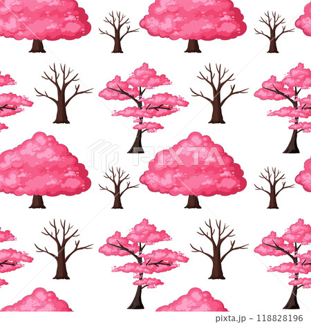 Seamless Pink Blossom Tree Pattern Seamless Pink Blossom Tree Pattern 118828196