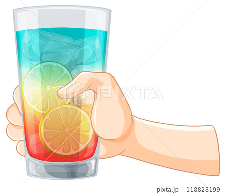 Refreshing Citrus Beverage in Hand Refreshing Citrus Beverage in Hand 118828199