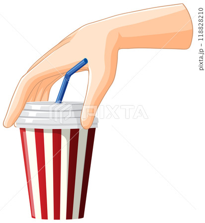 Hand Holding Striped Drink Cup 118828210