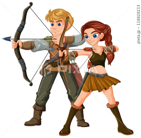 Archery Duo in Action 118828213