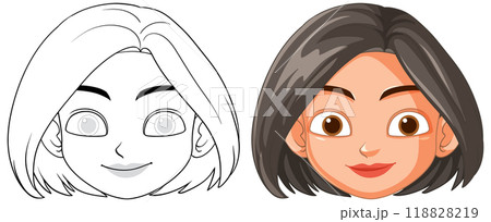 Woman's Face: Outline and Color 118828219