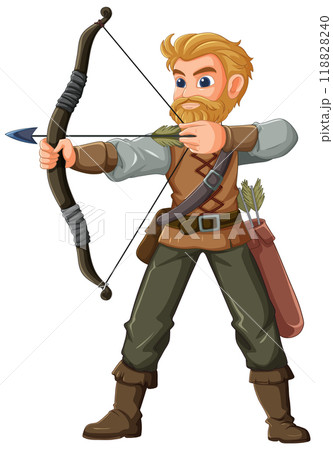 Archer Aiming with Bow and Arrow Archer Aiming with Bow and Arrow 118828240