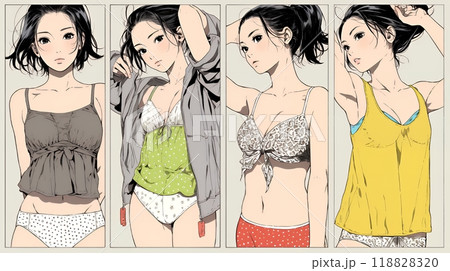 着替え中の若い女性