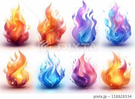 色とりどりの炎セット 色とりどりの炎セット 118828334