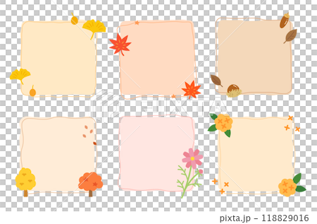 秋のフレームセット　四角　イラスト 118829016