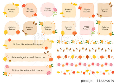 秋のフレームとラインセット　イラスト 118829019