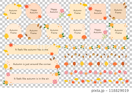 秋のフレームとラインセット　イラスト 118829019