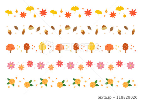 秋のラインセット　イラスト 118829020