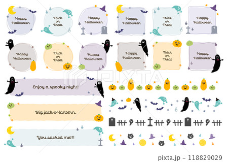 ハロウィンのフレームとラインセット　イラスト 118829029
