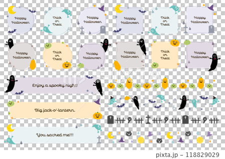ハロウィンのフレームとラインセット　イラスト 118829029