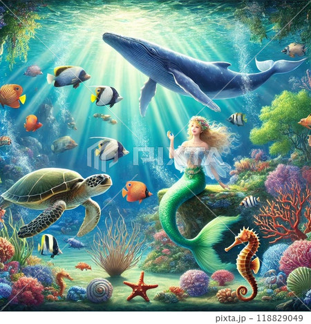 人魚と海の仲間たち 118829049