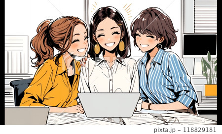 企業内グループミーティングをしている女性たち