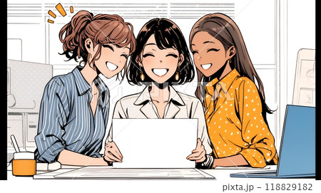 企業内グループミーティングをしている女性たち