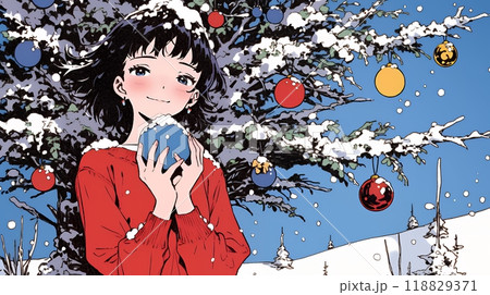クリスマスツリーと少女