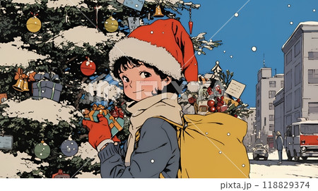 クリスマスツリーと少女