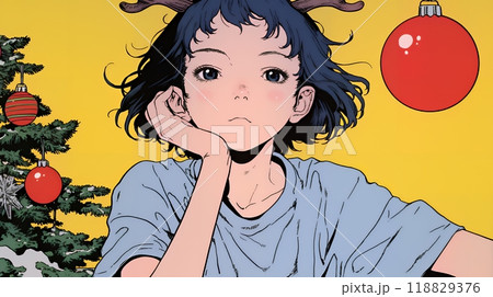 クリスマスツリーと少女