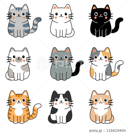 Cat minimal cartoon color illustration Cat minimal cartoon color illustration 118829404