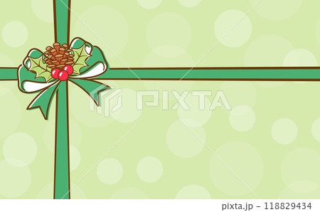 クリスマスプレゼントボックスの背景フレーム素材_シンプルなリボンとプレゼントの箱のイラスト 118829434