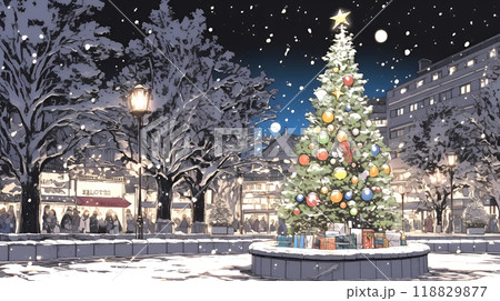 ホワイトクリスマスの都会の夜