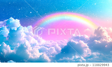 ファンタスティックな虹と星空と雲の風景 118829943
