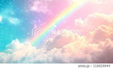 ファンタスティックな虹と星空と雲の風景 118829944