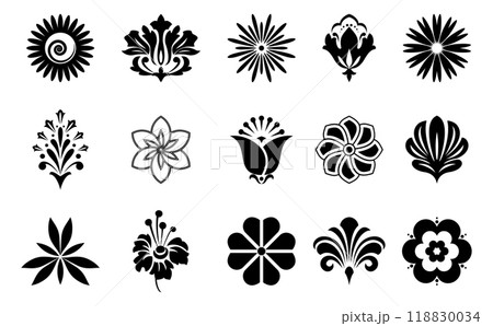 Flowers icon set. Flowers isolated on transparent background. Flowers in modern simple. Cute round flower plant nature collection. Vector illustrator Flowers icon set. Flowers isolated on transparent background. Flowers in modern simple. Cute round flower plant nature collection. Vector illustrator 118830034