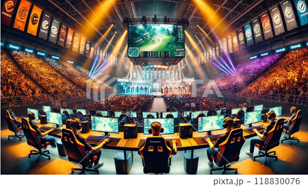 eスポーツの全国大会でゲームをしている様子 118830076
