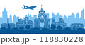 Bulgaria famous landmark silhouette style 118830228