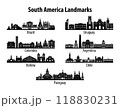 set of South America famous landmark silhouette style 118830231