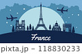 stars night of landmarks of france with silhouette design 118830233