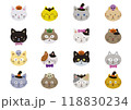 シンプルかわいい猫の顔セット・ハロウィン 118830234