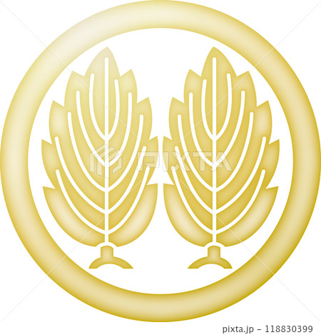 家紋 丸に並び鬼柏【金色】 家紋 丸に並び鬼柏【金色】 118830399