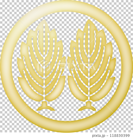 家紋 丸に並び鬼柏【金色】 家紋 丸に並び鬼柏【金色】 118830399