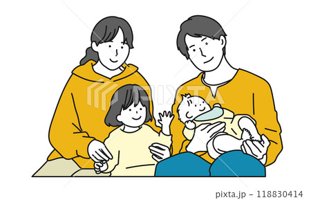 シンプルタッチの家族の団らんイラスト 118830414