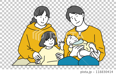 シンプルタッチの家族の団らんイラスト 118830414