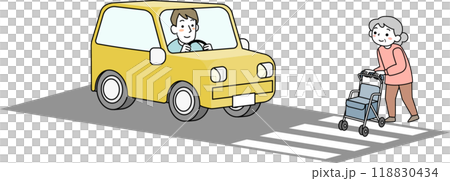 穿過人行道的高級女性和男性司機 118830434