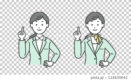 一位女商人指著的上半身插圖 118830642