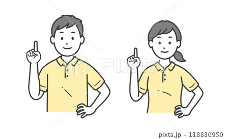 指差しをする介護士男女の上半身イラスト 指差しをする介護士男女の上半身イラスト 118830950