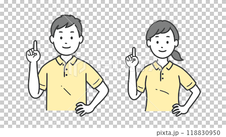 指差しをする介護士男女の上半身イラスト 指差しをする介護士男女の上半身イラスト 118830950