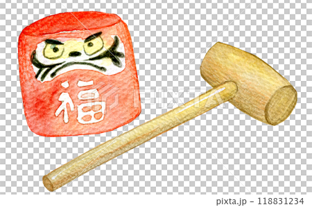 水彩イラスト だるま落とし 水彩イラスト だるま落とし 118831234