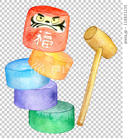 水彩イラスト　だるま落とし 118831235