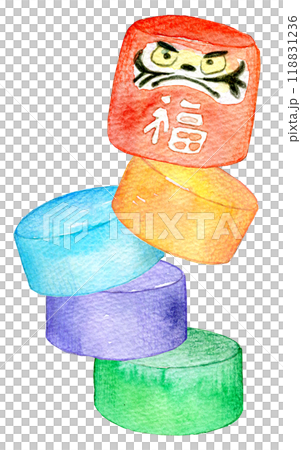 水彩イラスト　だるま落とし 118831236