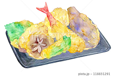 水彩イラスト 天ぷらの盛り合わせ 水彩イラスト 天ぷらの盛り合わせ 118831291