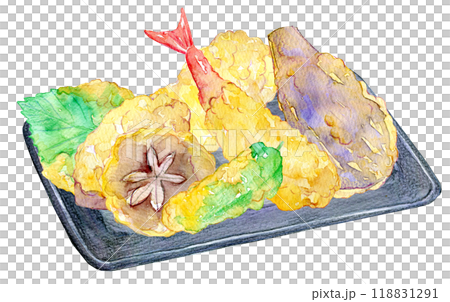 水彩イラスト 天ぷらの盛り合わせ 水彩イラスト 天ぷらの盛り合わせ 118831291