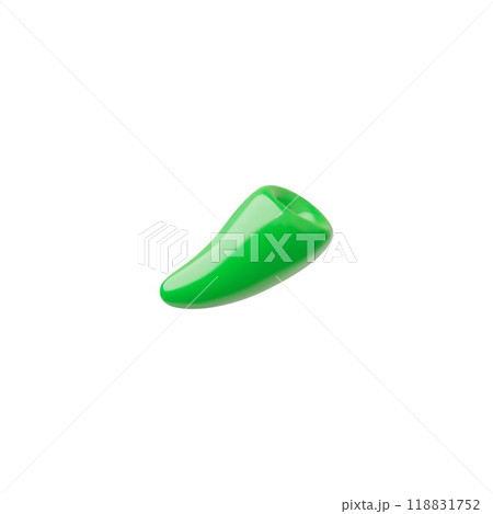 3d illustration with the image of a peeled green piece of pepper on an isolated white background. 118831752