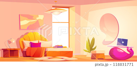 Home bedroom interior. House room inside vector Home bedroom interior. House room inside vector 118831771