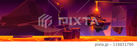 Hell landscape with lava for fantasy game vector 118831780