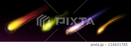 Falling asteroid and comet with fire and dust tail 118831785