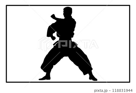 Silhouette of Pencak Silat Athlete in action, silhouettes of martial arts pencak silat with different action pose. Silhouette of Pencak Silat Athlete in action, silhouettes of martial arts pencak silat with different action pose. 118831944